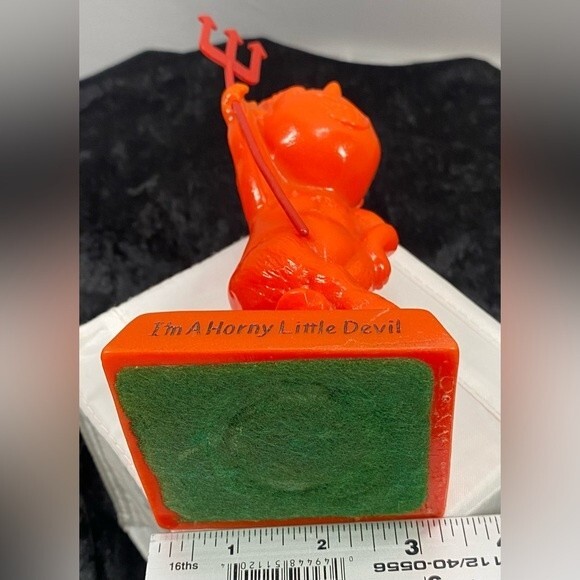 Vintage Rare R&W Berries I’m A Horn% Little Devil Hot Orange Resin Statue 1971 - Picture 6 of 8